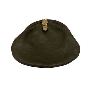 Gucci Dark Olive Leather Coin pouch with Gold Clasp